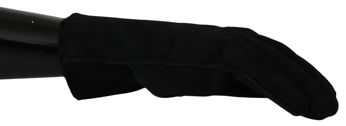 Dolce & Gabbana Schwarzes Leder Motorrad Biker Fäustlinge Handschuhe