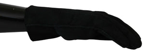 Dolce & Gabbana Schwarzes Leder Motorrad Biker Fäustlinge Handschuhe