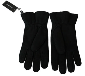 Dolce & Gabbana Schwarzes Leder Motorrad Biker Fäustlinge Handschuhe