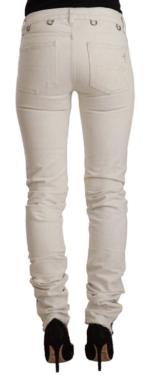 Karl Lagerfeld Weiße Slim Fit Jeans aus Baumwoll-Denim mit mittlerer Taille