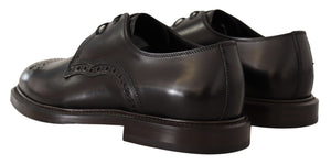 Dolce & Gabbana Schwarzes Leder Kleid Formelle Derby Schuhe