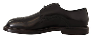 Dolce & Gabbana Schwarzes Leder Kleid Formelle Derby Schuhe