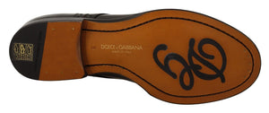 Dolce & Gabbana Schwarzes Leder Wingtip Herrenformal Derby Schuhe