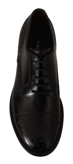 Dolce & Gabbana Schwarzes Leder Wingtip Herrenformal Derby Schuhe