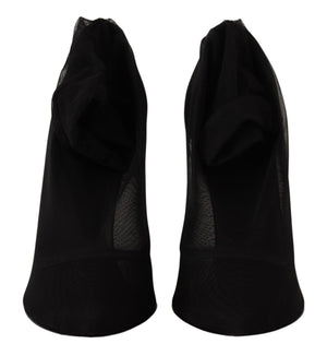 Dolce & Gabbana Schwarz Tüll Stretch Stiefel Pumps Schuhe