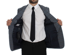 Dolce & Gabbana Blau karierte Slim Fit Blazer Jacke