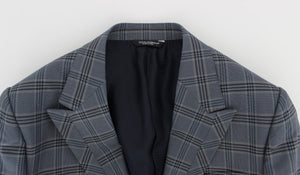 Dolce & Gabbana Blau karierte Slim Fit Blazer Jacke