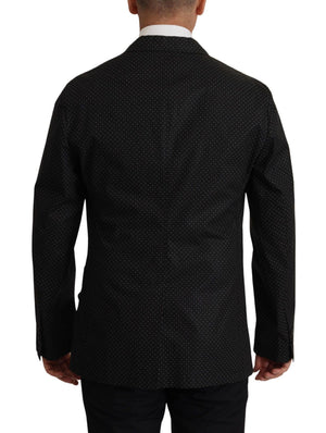 Dolce & Gabbana Schwarz gepunktete Blazerjacke aus Baumwolle