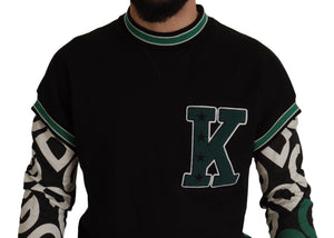 Dolce & Gabbana Schwarzgrüner Baumwoll-KING Star Pullover mit Rundhalsausschnitt
