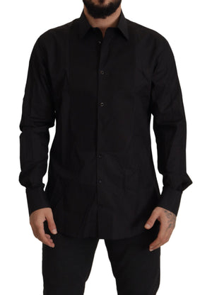 Dolce & Gabbana Schwarzes GOLD Slim Fit Smokinghemd