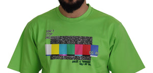 Dolce & Gabbana Grünes Baumwoll-T-Shirt DG CHANNEL Top