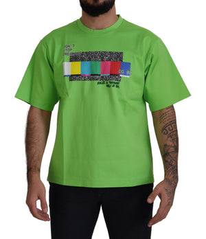 Dolce & Gabbana Grünes Baumwoll-T-Shirt DG CHANNEL Top