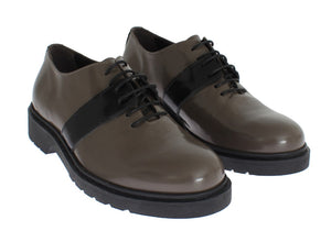 AI_ Graue Braune Leder Schnürschuhe