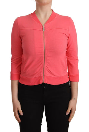 Blumarine Rosa 3/4-Ärmel Pullover mit Reißverschluss und Verzierungen