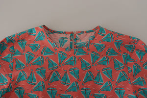 Dolce & Gabbana Rosa T-Shirt aus Baumwolle mit Segelboot-Druck