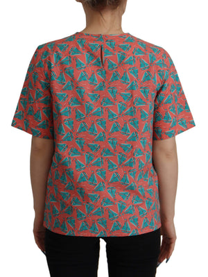 Dolce & Gabbana Rosa T-Shirt aus Baumwolle mit Segelboot-Druck