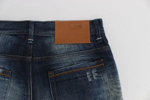 Acht Blaue Waschung Baumwolle Denim Regular Fit Jeans
