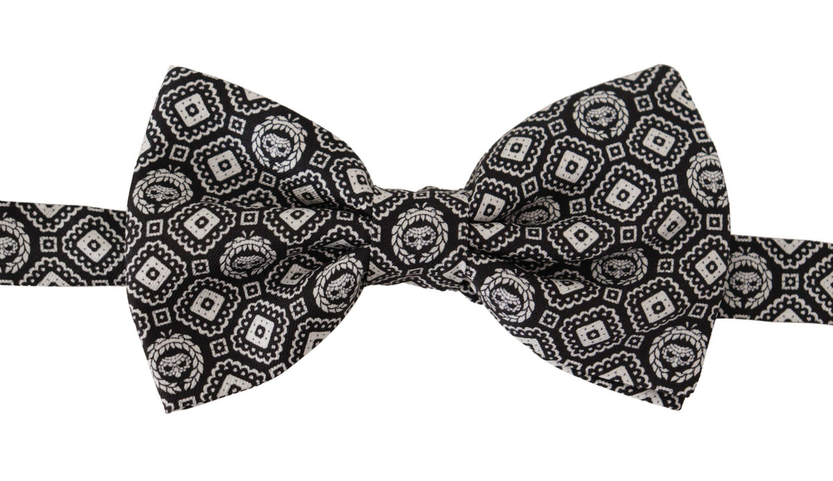Dolce & Gabbana Schwarz weiß 100% Seide Verstellbare Papillon Krawatte