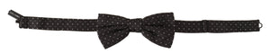 Dolce & Gabbana Graue gepunktete Papillon-Krawatte aus 100% Seide