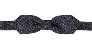 Dolce & Gabbana Blaugraue gepunktete Halskrawatte aus 100% Seide Papillon