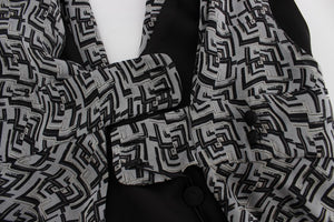 Karl Lagerfeld Graues Schwarzes Seidenblusentop