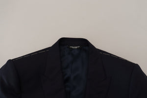 Dolce & Gabbana Blauer einreihiger Wollmantel Blazer