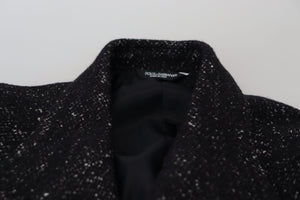 Dolce & Gabbana Schwarzer Wollmantel Zweireiher Herrenjacke