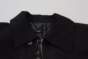 Dolce & Gabbana Schwarze Jacke mit durchgehendem Reißverschluss und Kragen aus Wolle