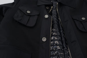 Dolce & Gabbana Schwarze Jacke mit durchgehendem Reißverschluss und Kragen aus Wolle