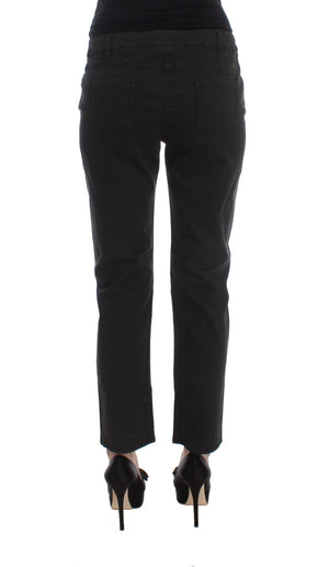 Costume National Schwarze Baumwoll-Capri-Cropped-Denim-Jeans