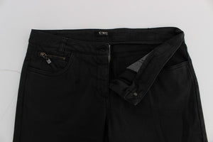 Costume National Schwarze Baumwoll-Capri-Cropped-Denim-Jeans