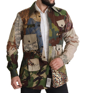 Dolce & Gabbana Multicolor Button Down Patchwork Hemd