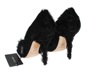 Dolce & Gabbana Schwarze Xiangao Lammfell Leder Pumps