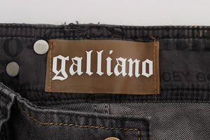 John Galliano Graue Waschung Baumwollmischung Slim Fit Stretch Jeans