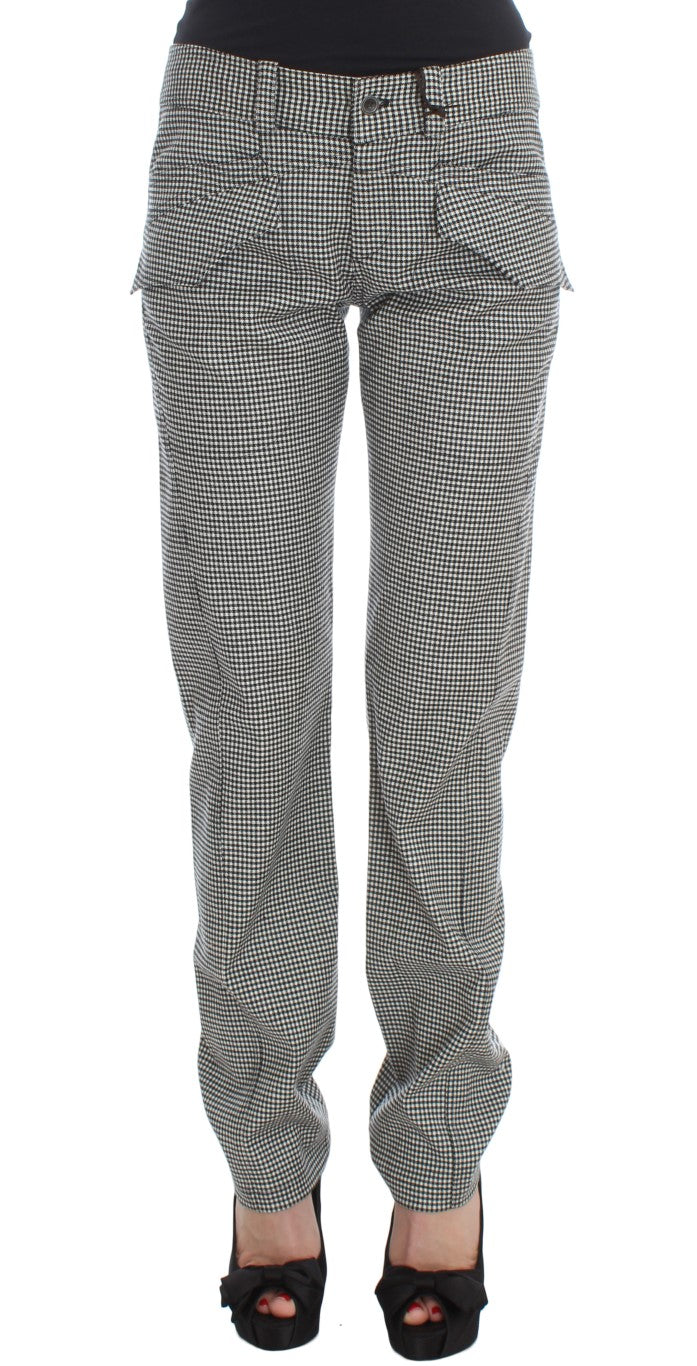 Ermanno Scervino Schwarz-weiß karierte Baumwoll-Luxus-Hose