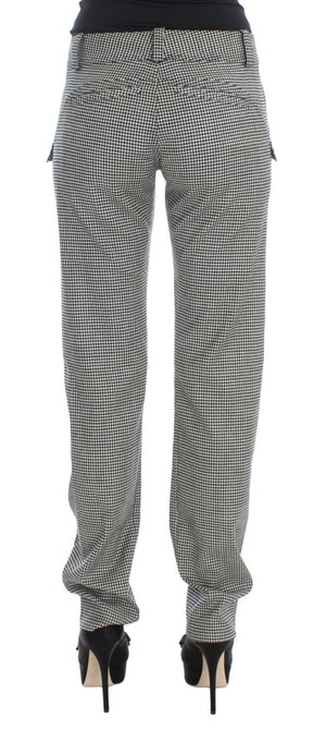 Ermanno Scervino Schwarz-weiß karierte Baumwoll-Luxus-Hose