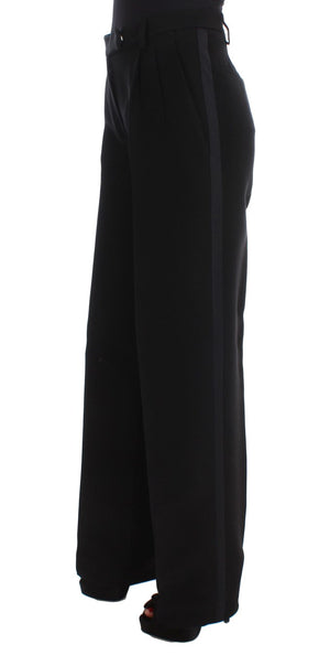 Ermanno Scervino Schwarz gestreifte Hose aus Baumwollmischung mit weiten Beinen