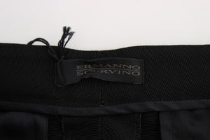 Ermanno Scervino Schwarz gestreifte Hose aus Baumwollmischung mit weiten Beinen