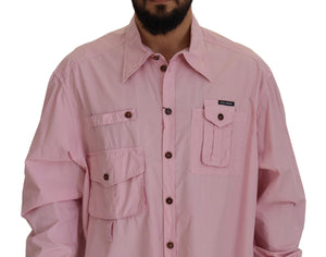Dolce & Gabbana Rosa lässiges Button Down Hemd mit langen Ärmeln