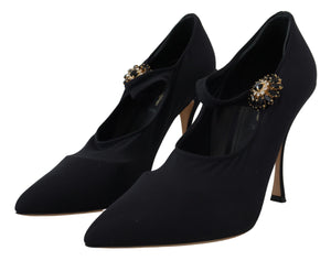 Dolce & Gabbana Schwarze Socken Stretch Crystal Pumps Schuhe