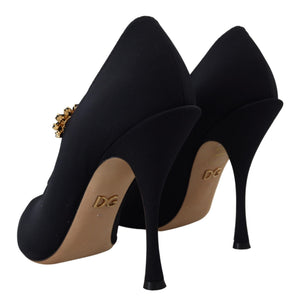 Dolce & Gabbana Schwarze Socken Stretch Crystal Pumps Schuhe