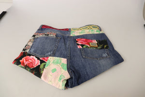 Dolce & Gabbana Blaue Patchwork-Denim-Jeans mit hoher Taille