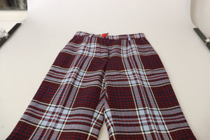 Dolce & Gabbana Graue karierte Hose mit hoher Taille und geteilter Hose