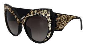 Dolce & Gabbana Schwarz Gold Pailletten Schmetterling Polarisierte Sonnenbrille DG4326