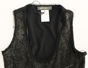 Ermanno Scervino Schwarzes mit Spitze gefüttertes Stretch-Minikleid