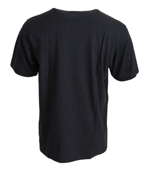Dolce & Gabbana Graues Kurzarm-T-Shirt mit Rundhalsausschnitt aus Baumwolle
