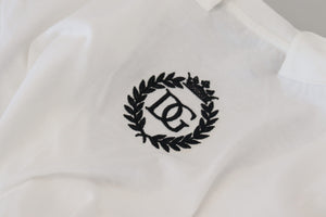 Dolce & Gabbana Weißes Kurzarm-Top mit V-Ausschnitt aus Baumwolle Bluse T-Shirt