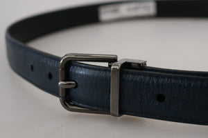 Dolce & Gabbana Blauer Leder Silber Metallschnalle Vintage Gürtel