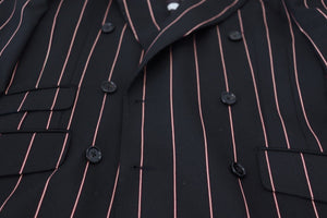 Dolce & Gabbana Schwarzer gestreifter Viskose-Blazer mit zwei Brüsten