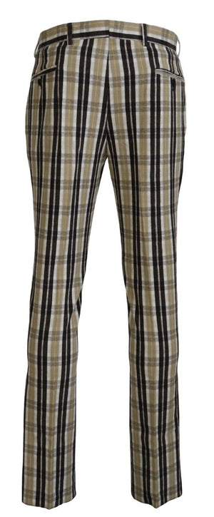 Multicolor Checkered Cotton Straight Fit Men Pants